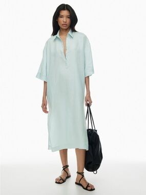 Aritzia Little Moon Monaco Oversized Linen Midi Pocket Dress